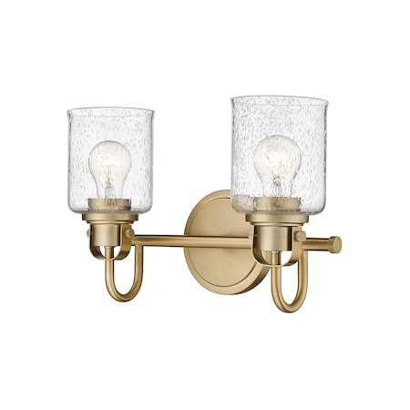 Z-Lite Kinsley 2 Light Vanity, Heirloom Gold And Clear Seeded 340-2V-HG